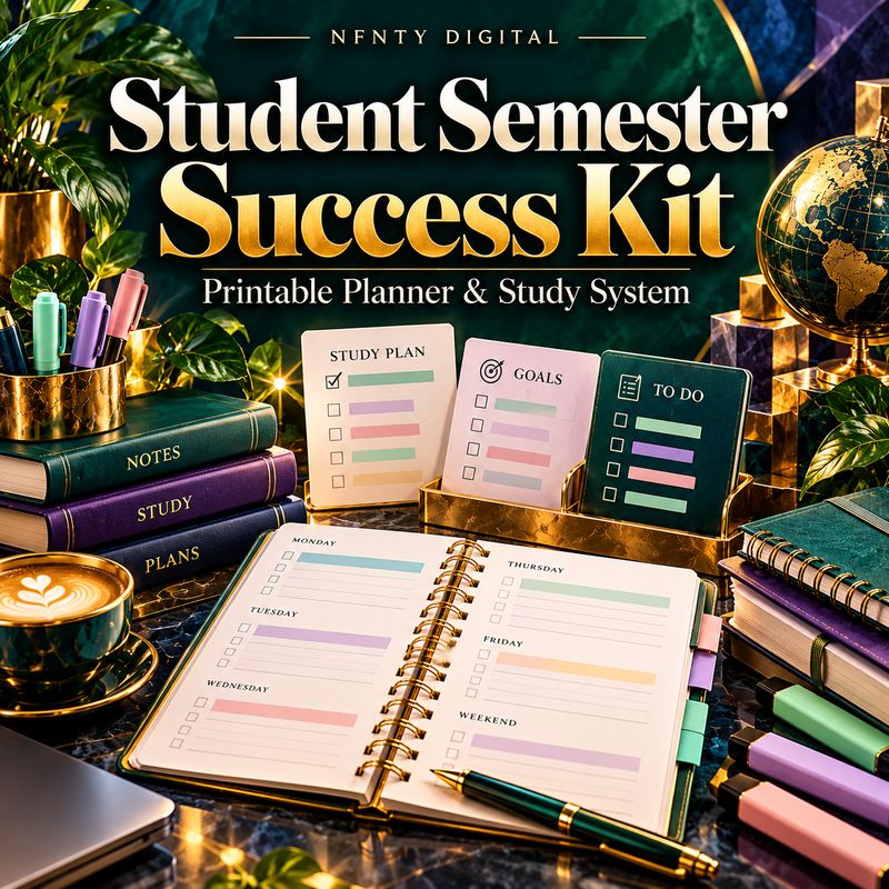 Student Semester Success Kit — Printable Planner & Study System Bundle