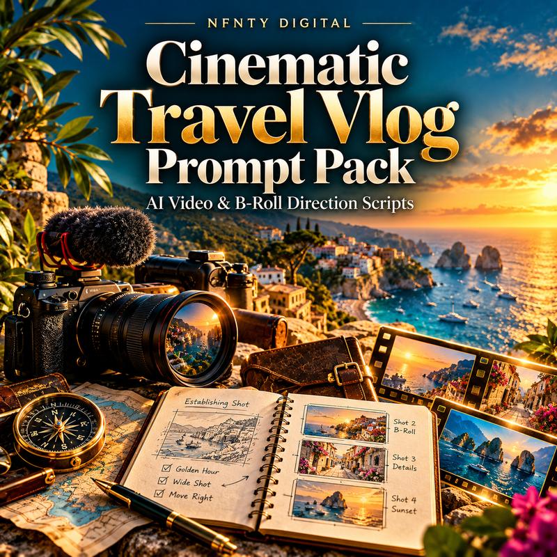 Cinematic Travel Vlog Prompt Pack — AI Video & B-Roll Direction Scripts