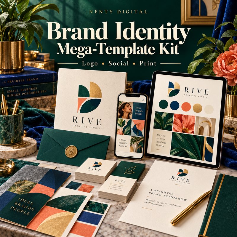 Brand Identity Canva Mega-Template Kit for Small Businesses (Logo, Social, Print)