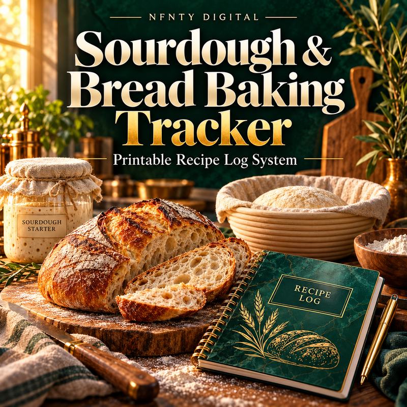 Hobbyist Sourdough & Bread Baking Tracker — Printable Recipe Log System