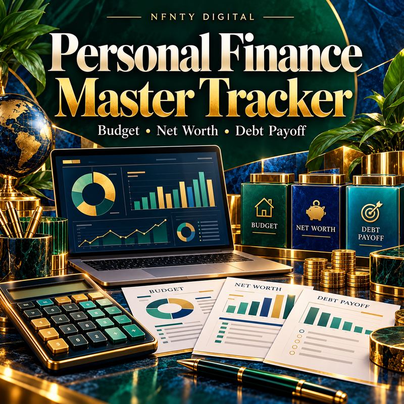 Personal Finance Master Tracker (Annual Budget + Net Worth + Debt Payoff Spreadsheet)
