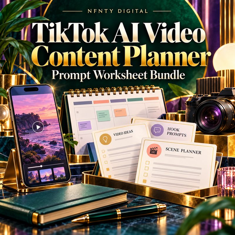 TikTok AI Video Content Planner + Prompt Worksheet Bundle