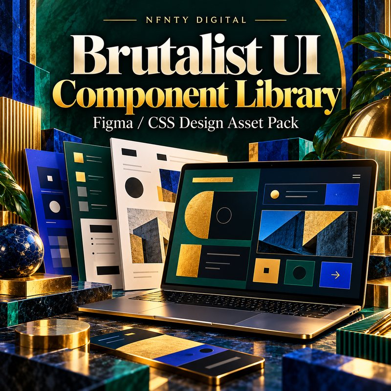 Brutalist UI Component Library — Figma/CSS Design Asset Pack for Web Developers