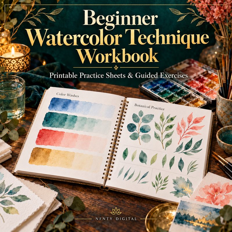 Beginner Watercolor Technique Workbook — Printable Practice Sheets & Guided Exercises