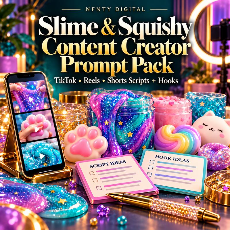 Slime & Squishy Content Creator Prompt Pack: TikTok, Reels & Shorts Scripts + Hook Library