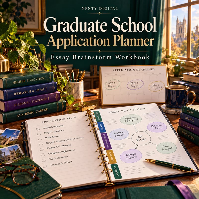 Graduate School Application Master Planner & Essay Brainstorm Workbook